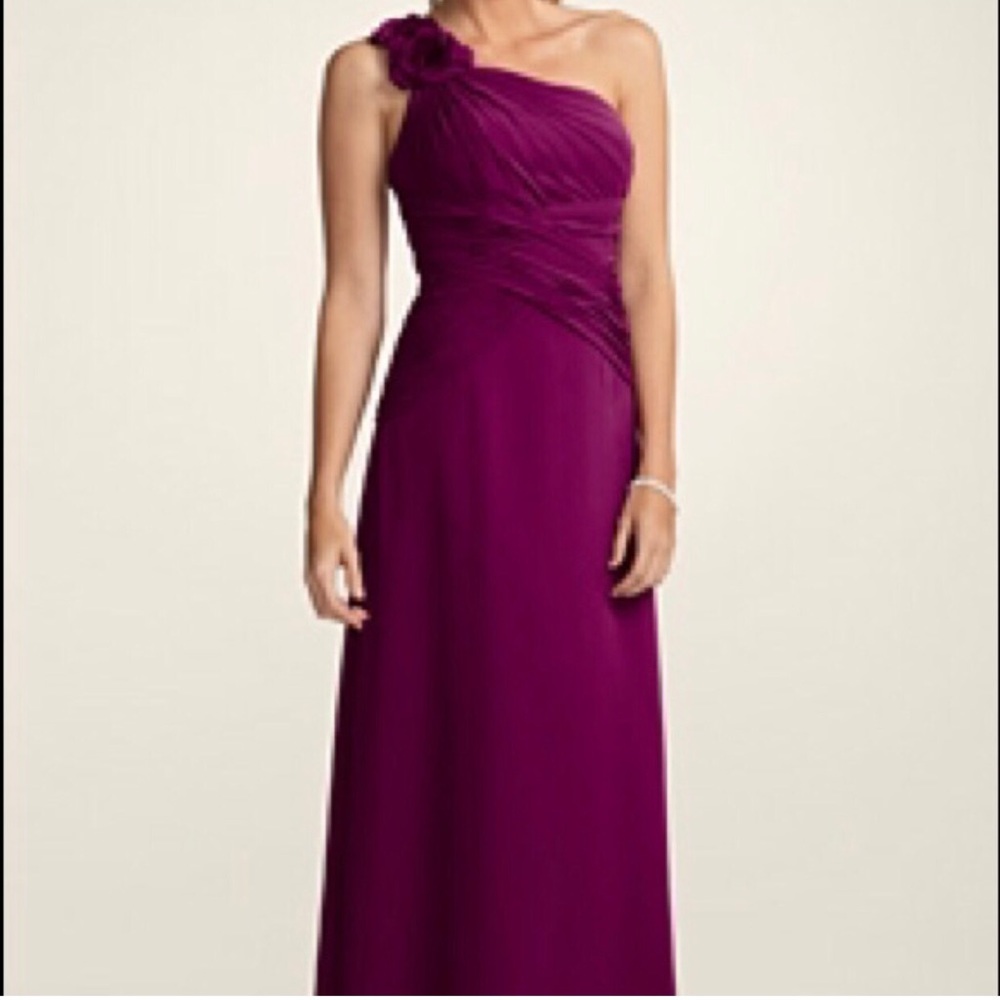 David’s Bridal One Shoulder Long Dress - Sangria